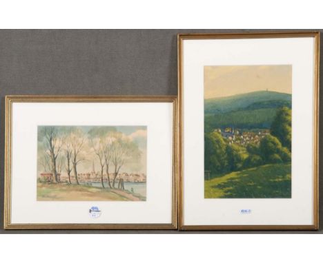 Christiansen (Maler des 20. Jhs.). Ansicht von Travemünde. Aquarell/hi./Gl. gerahmt, li./u./sign., dazu M. Zink. Ansicht von 