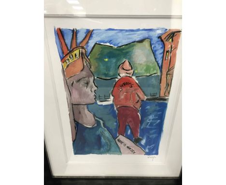 BOB DYLAN 
STATUE OF LIBERTY 
signed limited edition print, numbered 87 of 295
framed and under glass, with original print se