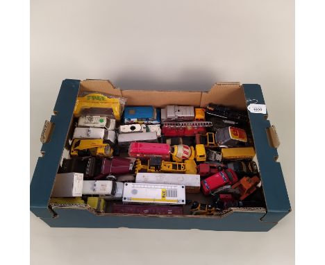 A selection of vintage cars and vehicles including Matchbox, Corgi and Dinky etc (all playworn condition)