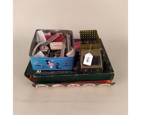A boxed Meccano Army multi-kit with constructors vehicle plus a box of mixed loose Meccano pieces