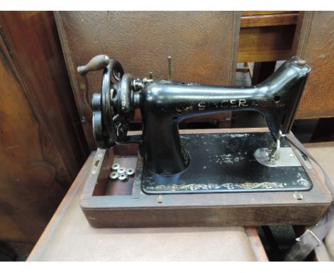 A vintage Singer hand sewing machine