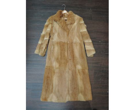 A ladies vintage Coney caramel coloured fur coat, retailed by Femina Furs