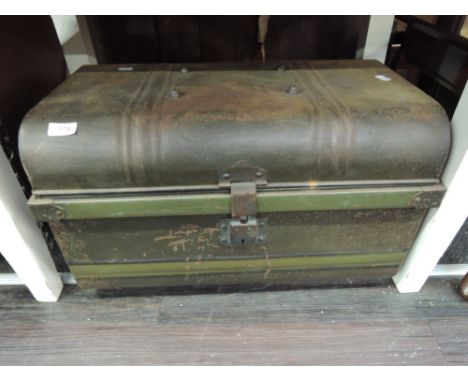 A vintage tin trunk