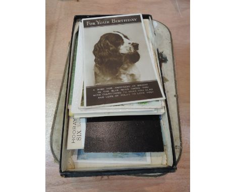 A selection of vintage ephemera including birthday and greetings cards etc 