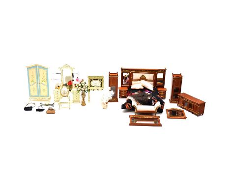 1/12 scale dolls house furniture, master bedroom, wardrobe, dresser, and others, including Bespaq