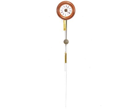 Postman's alarm clock, double-weight driven, enamelled dial, diameter 28cm.Condition report:The rear chain and weight doesn't