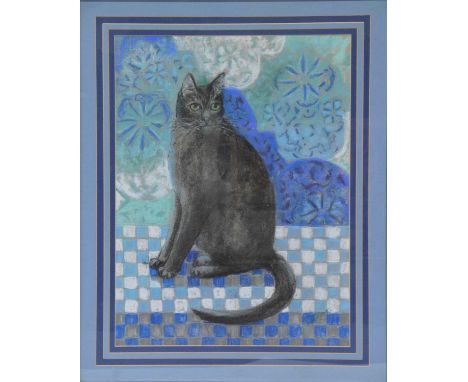 J Thorndyke, Cat called Schmutzi, pastel portrait, signed, 62x47cm;another cat pastel portrait by Rachel Bradley, 39x39cm;and