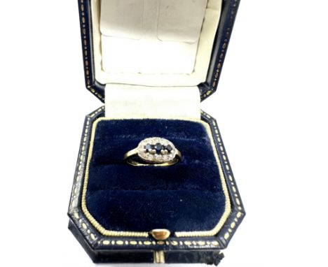 9ct Gold Sapphire &amp; Diamond  Halo Ring (1.8g) 