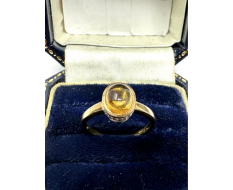 9ct Gold Citrine &amp; Diamond Halo Dress Ring (2g) 