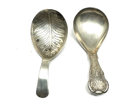 2 antique silver tea caddy spoons 