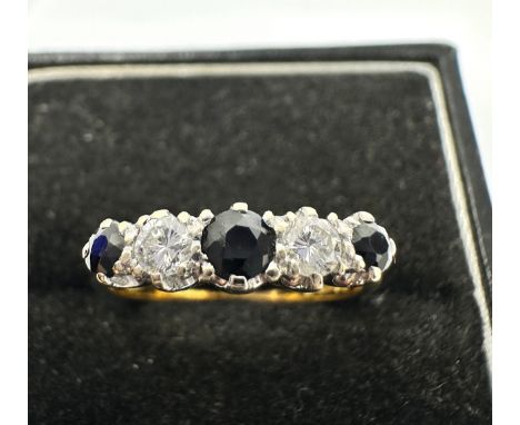 18ct gold sapphire &amp; diamond ring weight 3g 