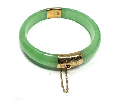 9ct Gold Treated Jade Bangle (48.1g) 