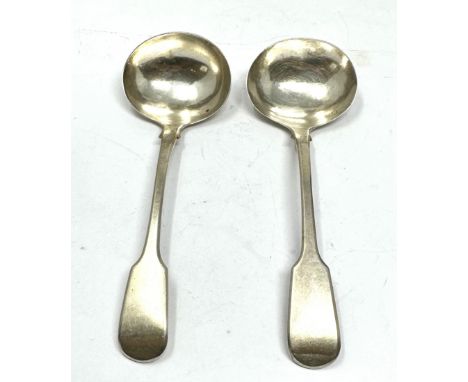 Pair of georgian silver ladle spoons 