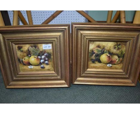 Christopher Hughes ( Royal Worcester artist ) a pair of fruit watercolours