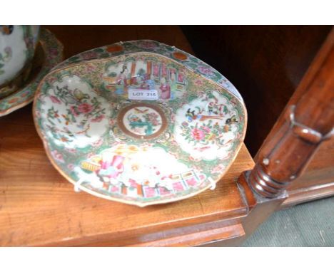Pair of Chinese famille rose dishes and a similar planter with stand