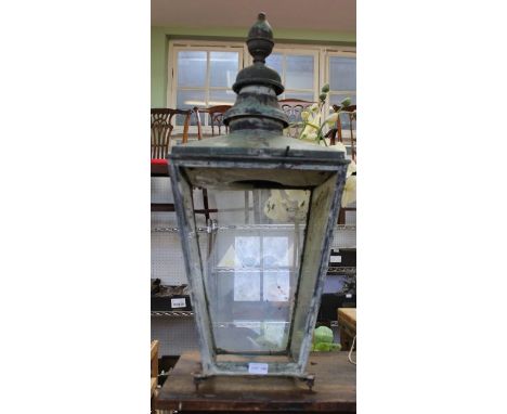 Two 19th century metal &amp; glass street light lanterns