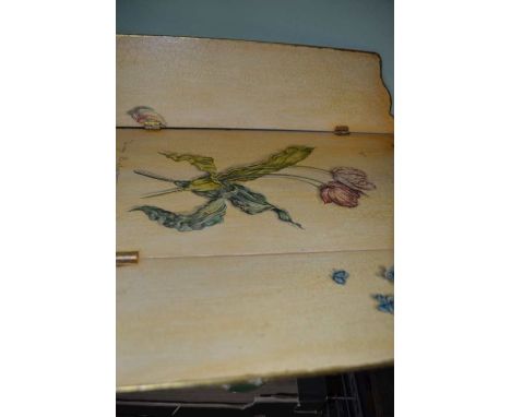 Oval gilt mirror - bellows and a painted fire screen