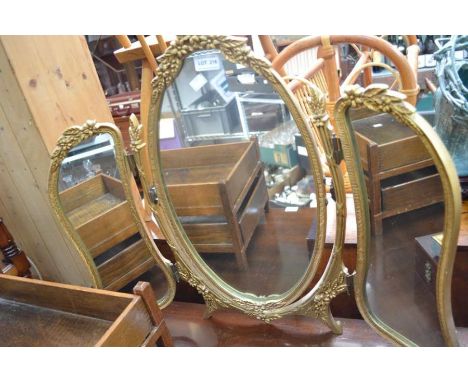 Gilt framed triple plate dressing table mirror