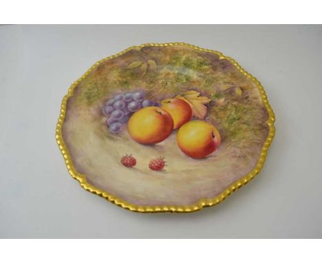 A Royal Worcester bone china plate, hand painted floral decoration, signed J. Reed, 27cm in diameterCondition Report – Condit
