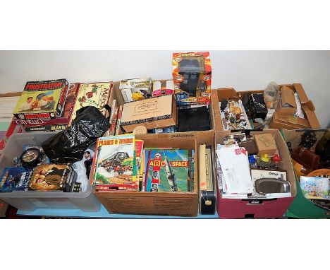 A large collection of miscellaneous items to include Dr Who Electronic Flight Control Tardis, Dr Who DVDs, various children's