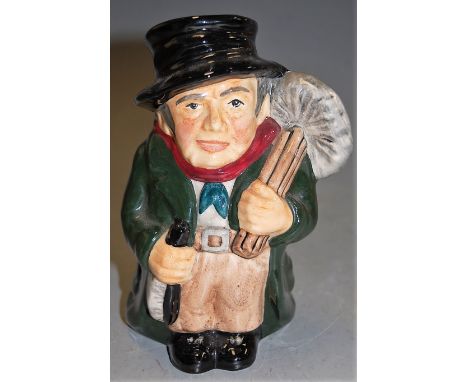 A Roy Kirkham Pottery Staffordshire novelty character jug in the form of a chimney sweep, h.17cm