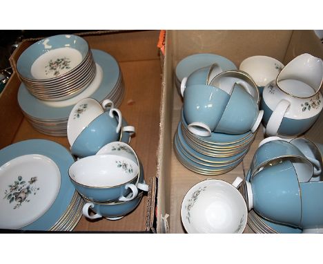 A Royal Doulton 10-place setting tea/dinner service in the Rose Elegans pattern