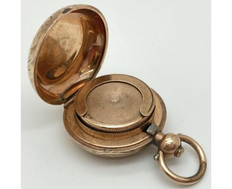A Victorian Dennison Watch Case Co gold cased sovereign case with engraved scroll &amp; foliate design and monogrammed detail