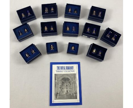 The Royal Romonov Thimble Collection - 24 boxed limited edition ceramic thimbles from Mayfair Edition. In cobalt blue glaze w