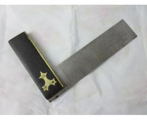 A vintage brass-inset Carpenter's Square, approx 