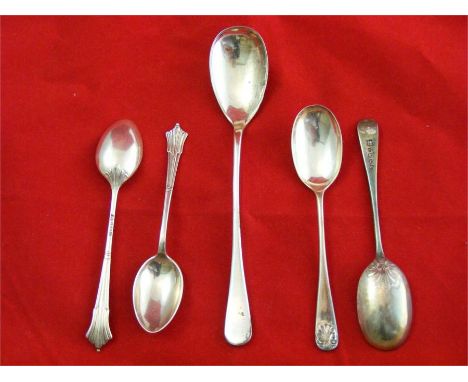A pair of decorative Victorian silver Teaspoons, each hallmarked for London 1881; together with two similarly decorated silve