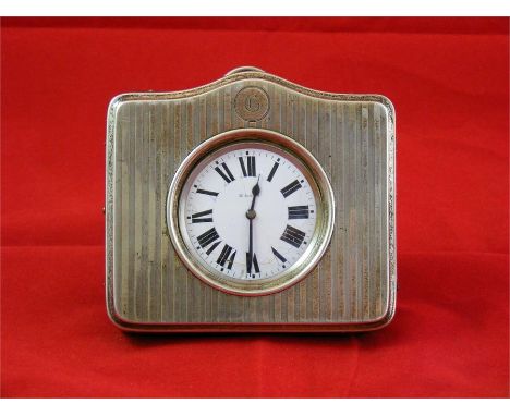 A George V silver Pocket Watch Stand, with attractive striped engine turned decoration surrounding the central circular windo
