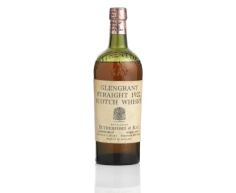  Glen Grant Straight 1922 Scotch WhiskyBy Appointment. Bottled by Rutherford &amp; Kay, Edinburgh. Product of Scotland.Driven