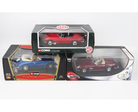 1:18 Two Seater Classic Sports Car Trio - Hot Wheels 250 GT California Spider, Burago and Corgi - mint or very near to in box