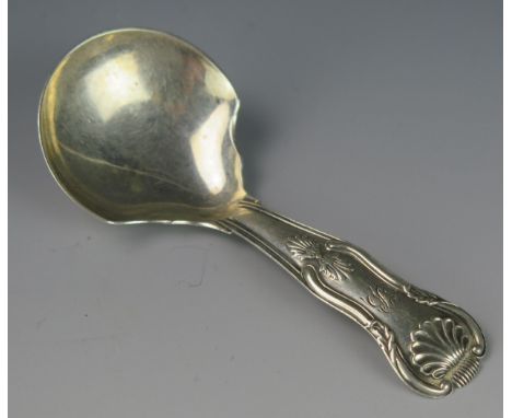 A George IV silver Kings pattern caddy spoon, unknown maker, Birmingham, 1829, 10cm long, 19gms, 0.63ozs 