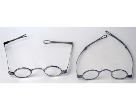 Two Pairs of Early 19th Century Silver Framed Spectacles, both with indistinct part hallmarks (one A/F) 