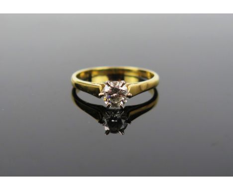 A 20th Century solitaire diamond ring, EDW .56ct, stamped GM Birmingham 18ct gold shank, size N, 2.6g