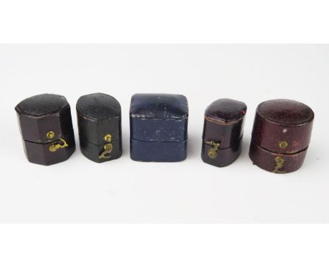 Five Antique Leather Ring Jewellery Boxes, (5). 