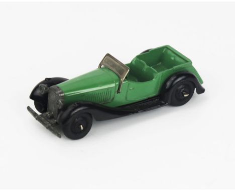 Dinky 36f British Salmson Four-Seater Sports Car (Type 5) - mid-green, black chassis and ridged hubs - near mint+,  lovely sh