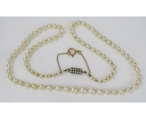 A Matched Pearl Necklace, of various shapes and sizes, possible made up of different necklaces,  largest bead 6mm approximate