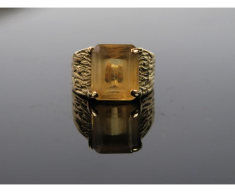 A 9ct Gold and Citrine Cocktail ring, size M.5, 7.4g