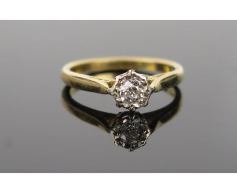 A Diamond and 18ct Gold Solitaire Engagement Ring, EDW 0.38ct illusion set, size K.5, 2.9g