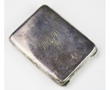 A George V silver match book holder, maker William Base &amp; Sons, Birmingham, 1924, monogrammed, of rectangular outline, 6c