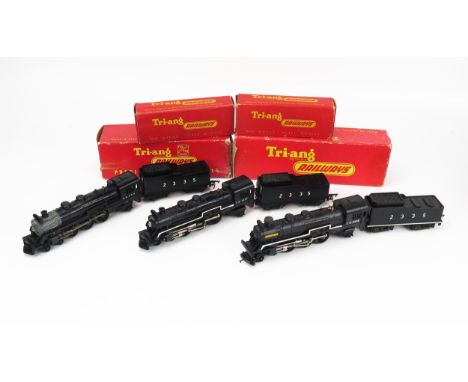 Triang Railways R54 4-6-2 Pacific Locos with R32 Tenders variation group TR 2335 - (1) gloss black with white stripes to side