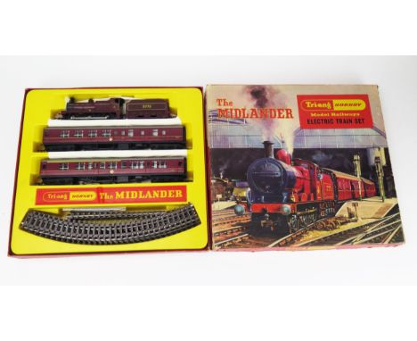 Triang Hornby OO Gauge RS8 The Midlander Train Set with R251 Class 3F Loco and Tender Maroon 3775 - excellent in box with man