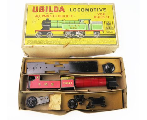 Chad Valley Ubilda Locomotive LMS Red - appears excellent and complete in box with packing pieces and sealed brown paper bag 