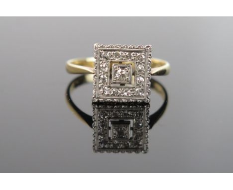 A Diamond, 18ct Gold and Platinum Cocktail Ring, ring size N, 3.2g