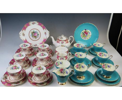 A Royal Albert 'Lady Carlyle' pattern part tea service, together with an HM bone china part tea service. 