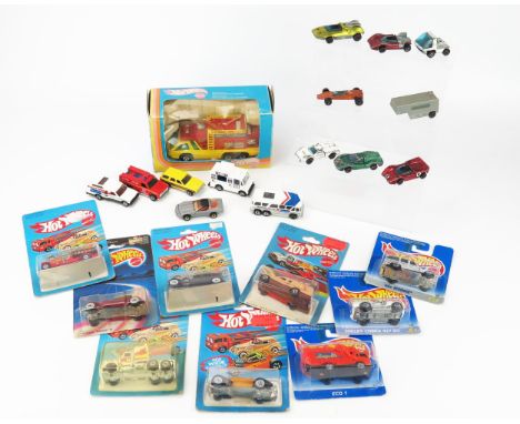 Hot Wheels Vintage Group 1960's to 1990's including Redlines, Blackwalls, Whitewalls, "MATTEL" stamp cards, unusual larger sc