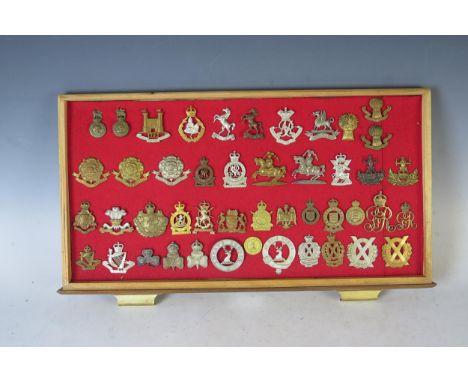 Collection of Military Cap Badges including Royal Devon Yeomanry, Royal Suffolk Hussars, Queen's Own Worcestershire Hussars, 