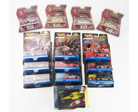 Hot Wheels and Yatming Group of 14 including Pro Racing Nascar Series, Damon Hill Jordan 199 and 4 Yatming 1:64 Scale Pickups